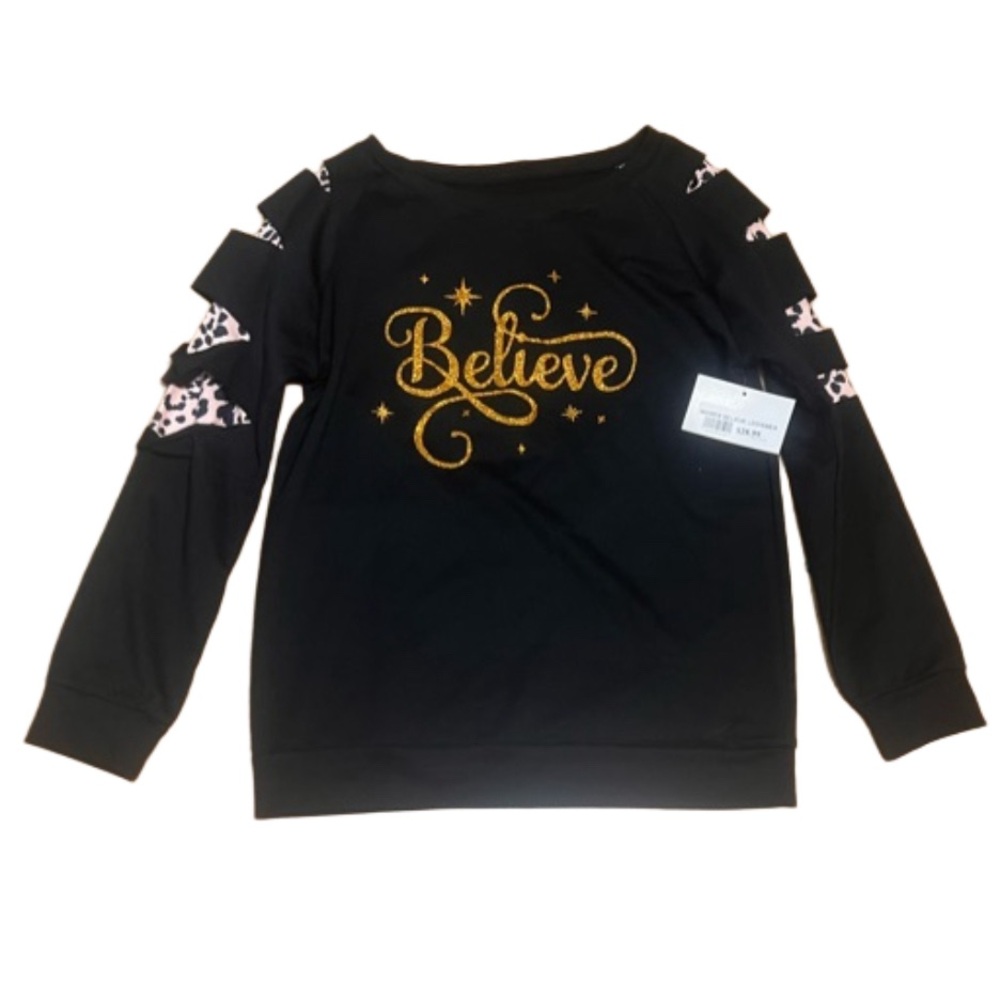 Gold Glitter Believe Long Sleeve